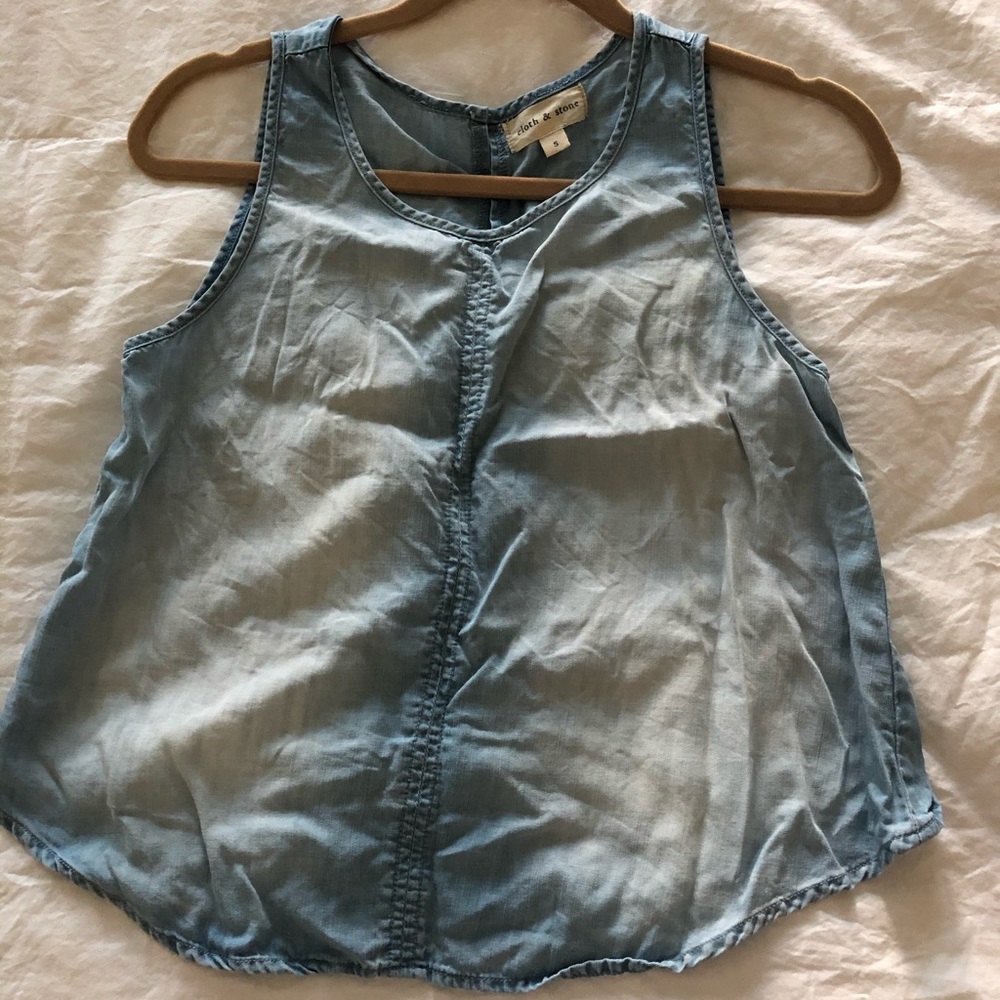 Cloth & Stone chambray hi/low crop